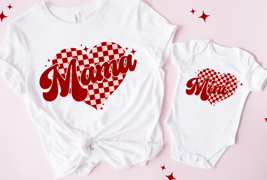 Mama Mini Checker Valentine Tees