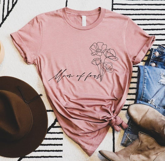 Mom Of Four Flower Tee