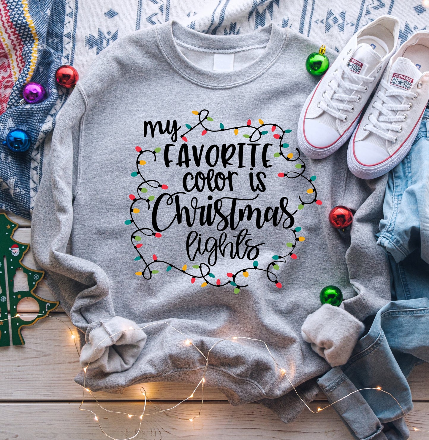 My Favorite Color is Christmas Lights Sweatshirt